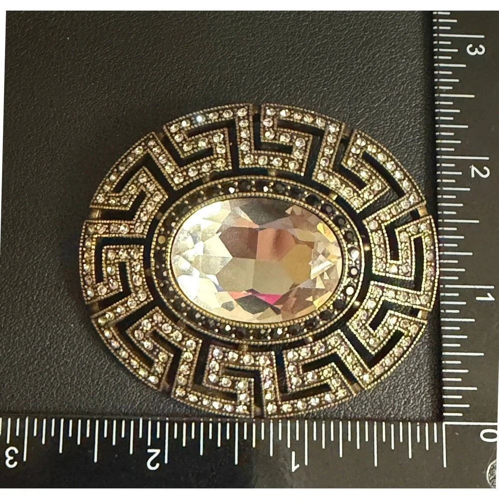 Heidi Daus Brooch Greek Key Rhinestone Pendant Enhancer